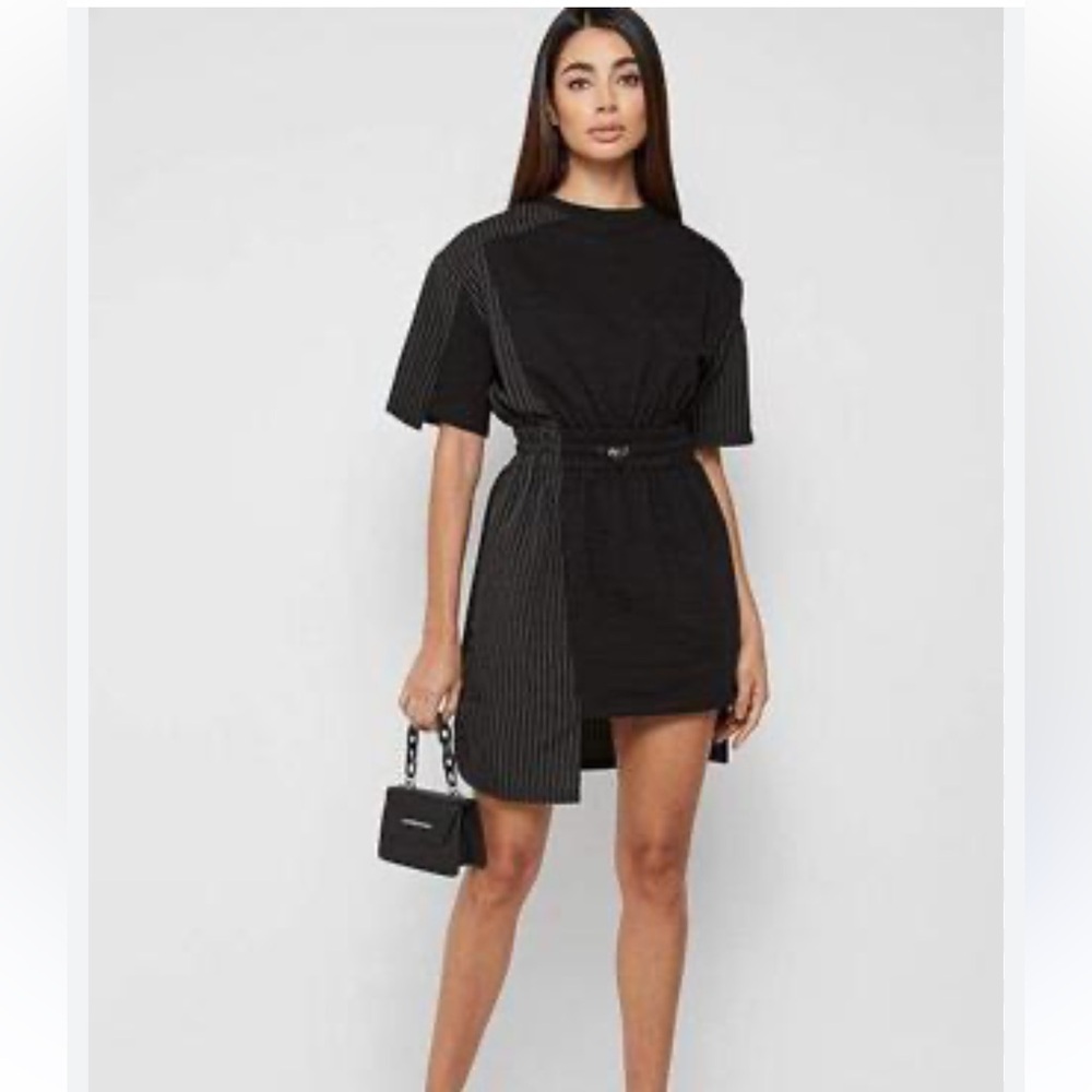 Maniere De Voir Black Dress with Stripes, Fits like Medium (Size 10)